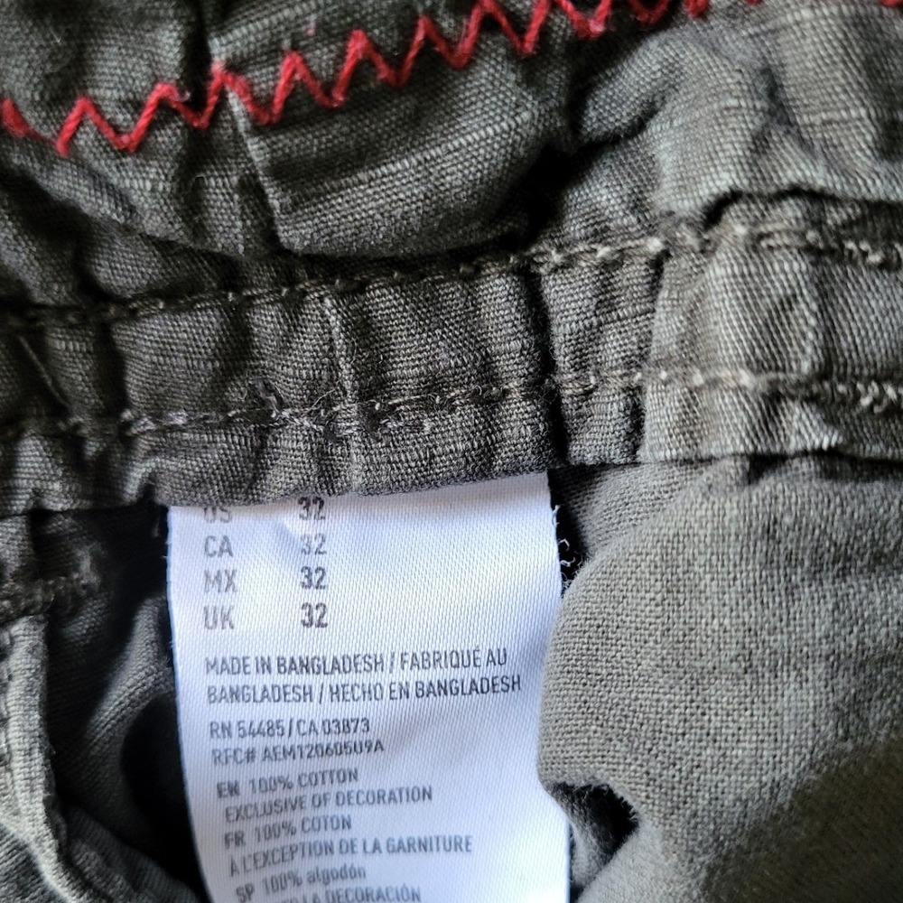 American Eagle Men 32 Cargo Shorts Y2K Khaki Green Utility Longer Length Ripstop - Picture 4 of 10
